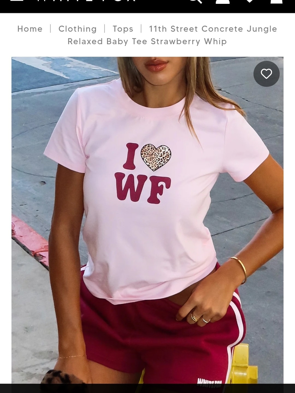 White Fox Boutique Pink "I ♥ WF" Short Sleeve Tee